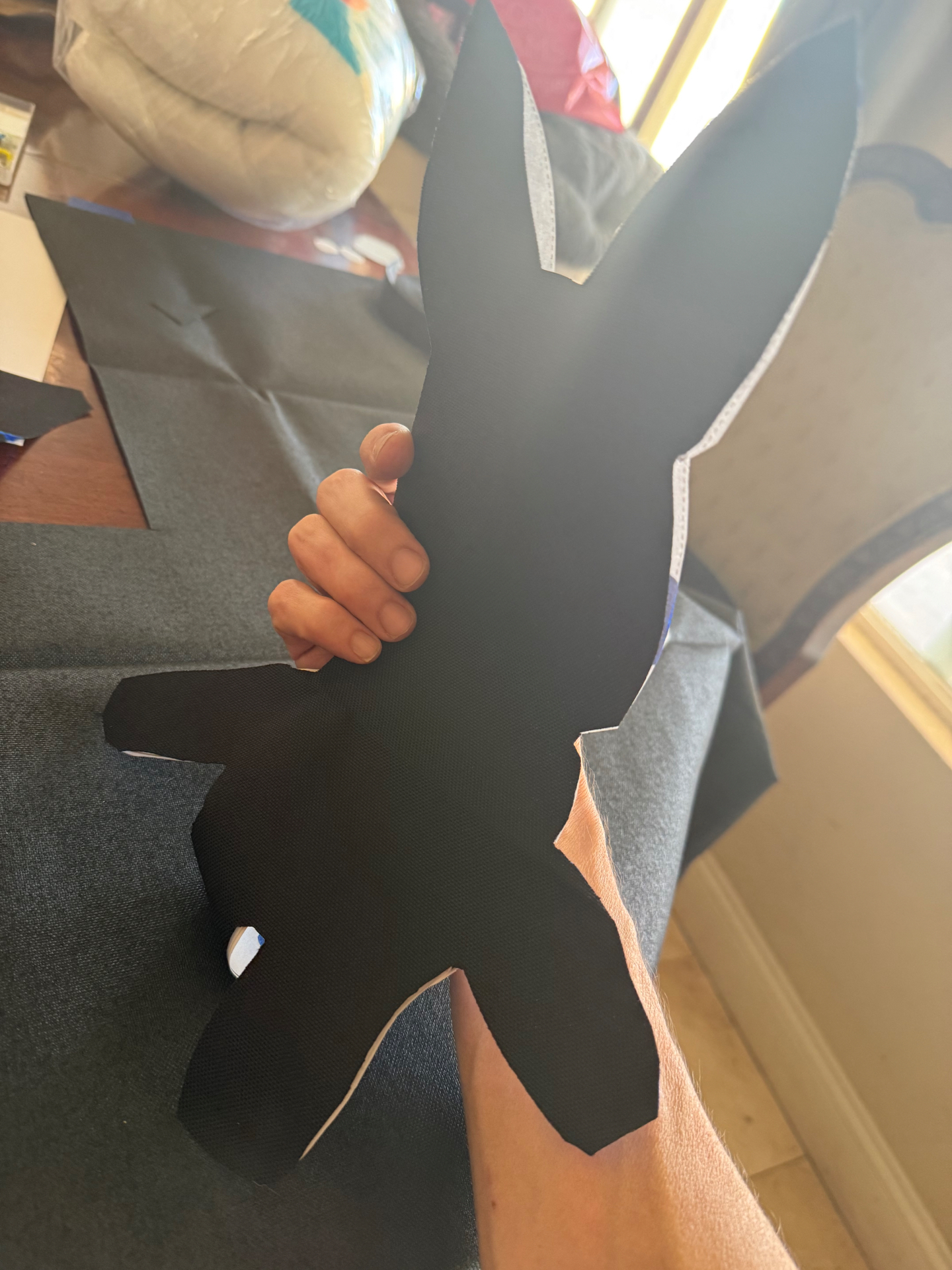 Nylon panel cut from the pattern.
